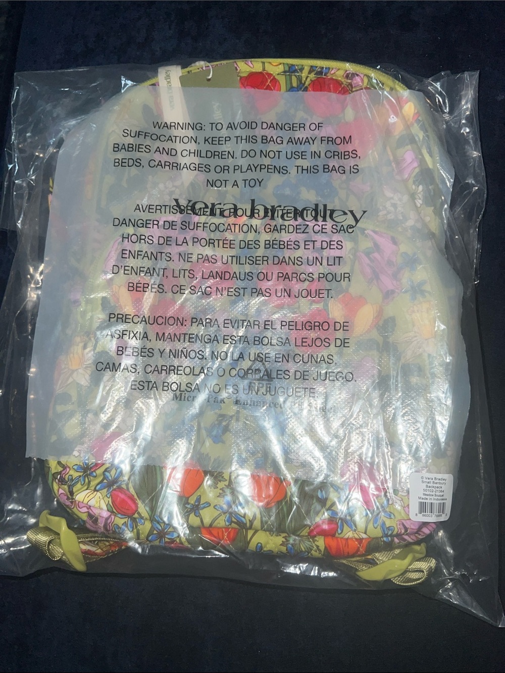 💕Vera Bradley Small Banbury Backpack Meadow Bouquet - Picture 9 of 9